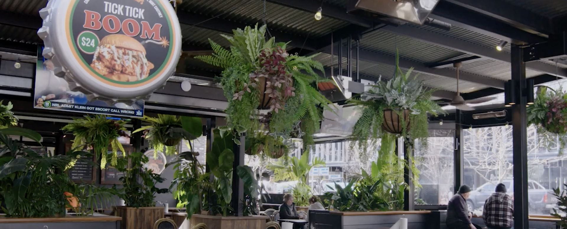 Restaurant seating with plants decoration