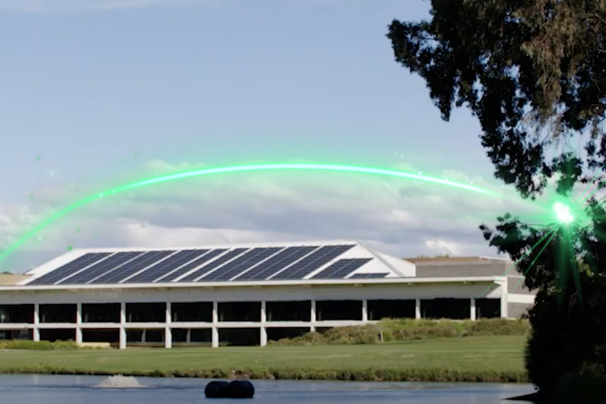 An infrastructure with solar panels on the roof