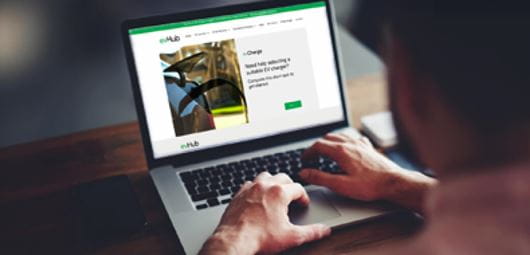 Browsing ActewAGL evCharge page on laptop