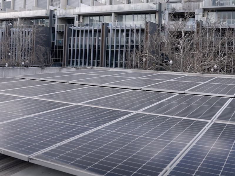Solar panels installed on the roof.