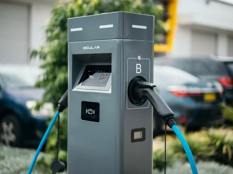 An electric vehicle charging station 