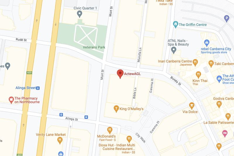 Google map of the location of ActewAGL