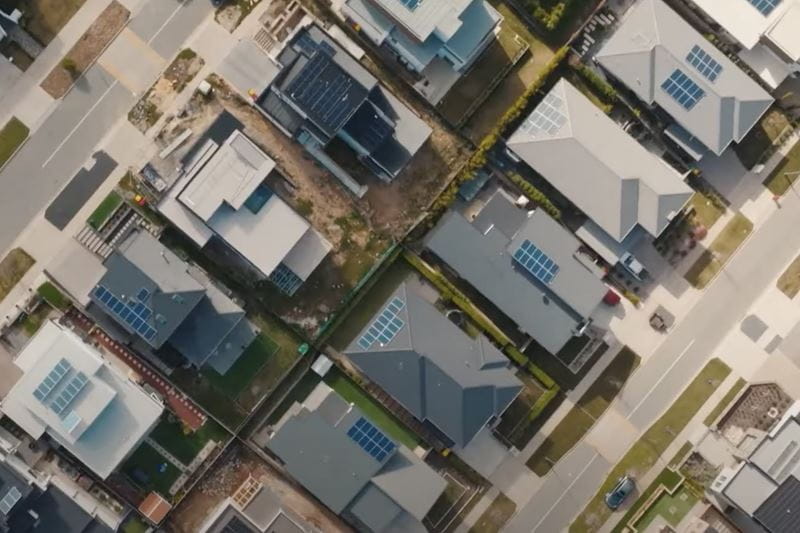 Eco residential area with solar powered houses