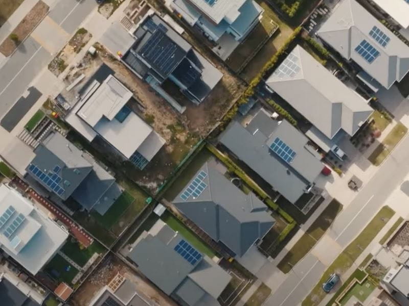 Roof top view of solar powered houses