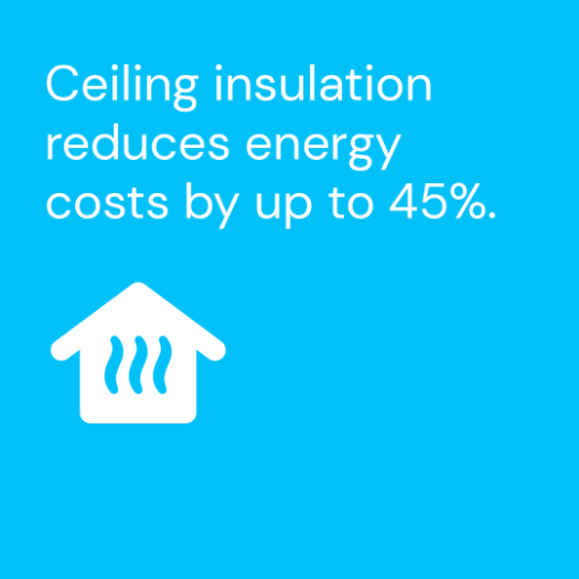 Ceiling insulation reduces energy costs by up to 45%.
