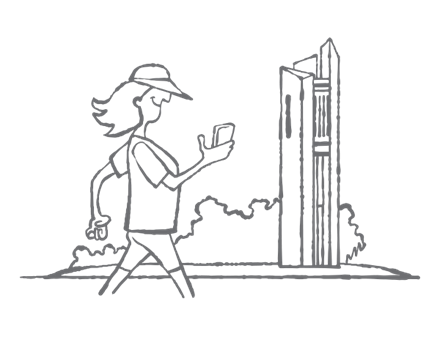 Lady walking next to the Kirlian