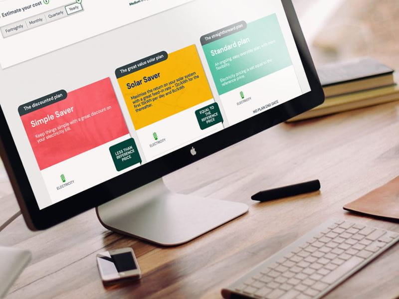 ActewAGL energy plans comparison on a screen