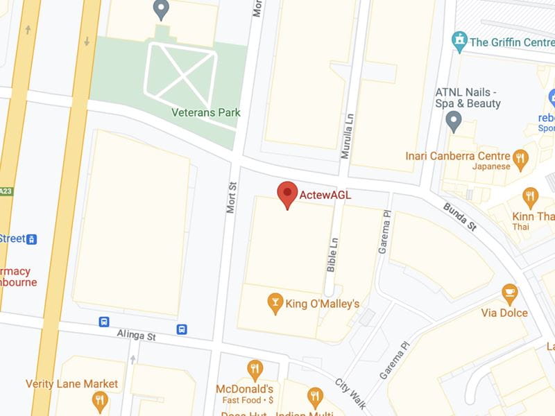 Google Map for ActewAGL's location.